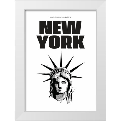 New York - New York White Modern Wood Framed Art Print by Castillo, Valeria