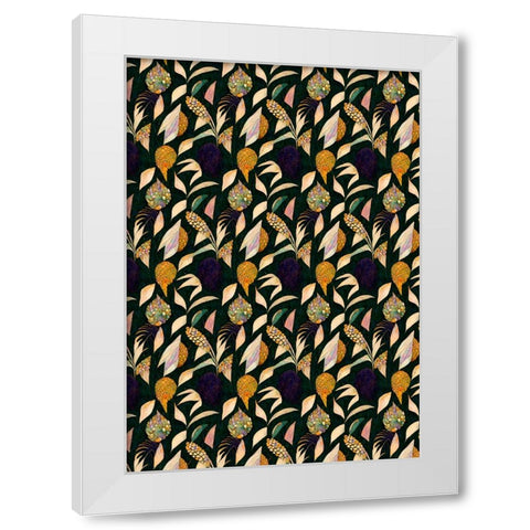 Leafs And Corn Pattern White Modern Wood Framed Art Print by Treechild
