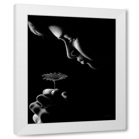 Fille Fleur White Modern Wood Framed Art Print by Amihere, Lord