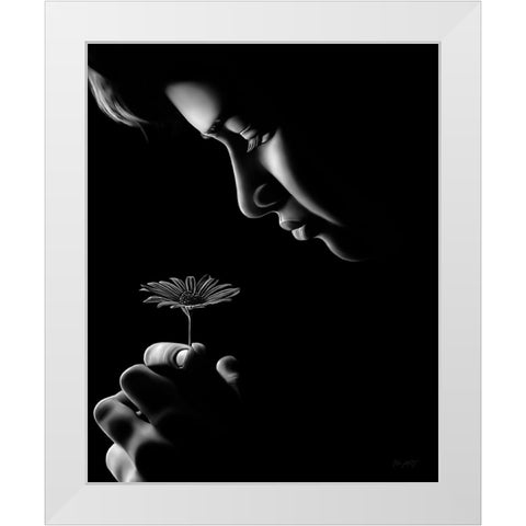 Fille Fleur White Modern Wood Framed Art Print by Amihere, Lord