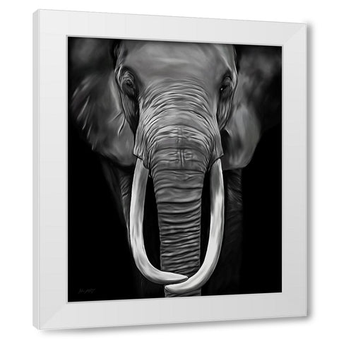 Loxodonta White Modern Wood Framed Art Print by Amihere, Lord
