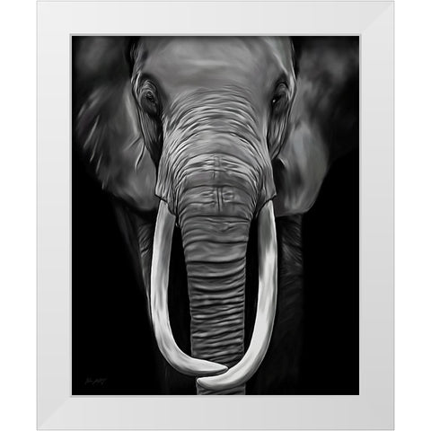 Loxodonta White Modern Wood Framed Art Print by Amihere, Lord