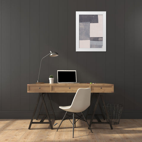 Gray Blocks #1 White Modern Wood Framed Art Print by Galitsyna, Alisa