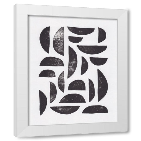 Linocut Abstract #7 White Modern Wood Framed Art Print by Galitsyna, Alisa