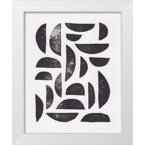 Linocut Abstract #7 White Modern Wood Framed Art Print by Galitsyna, Alisa