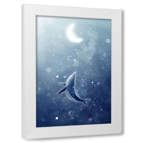 Galaxy Whale White Modern Wood Framed Art Print by Thai, Xuan