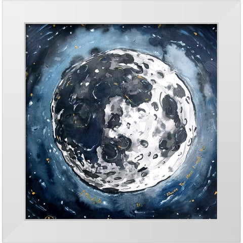Above the stars I met you White Modern Wood Framed Art Print by Belickiene, Julija