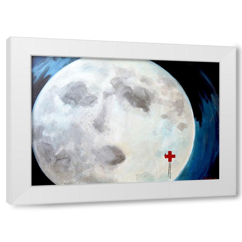 Moon White Modern Wood Framed Art Print by Belickiene, Julija