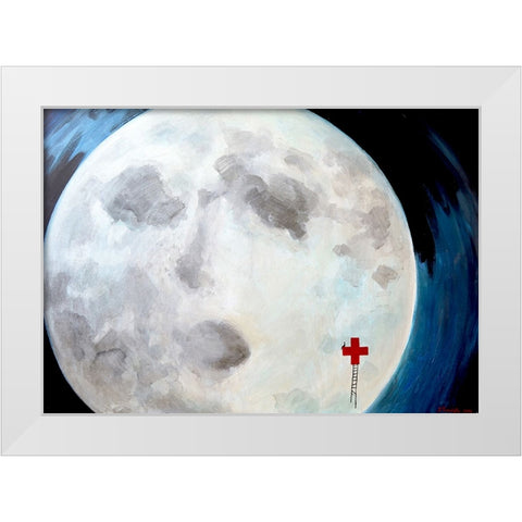 Moon White Modern Wood Framed Art Print by Belickiene, Julija