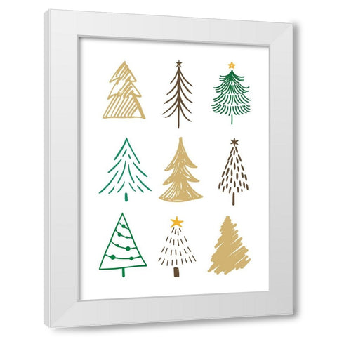 Christmas Trees 1 White Modern Wood Framed Art Print by N., Kristina