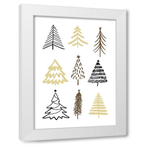 Christmas Trees 2 White Modern Wood Framed Art Print by N., Kristina