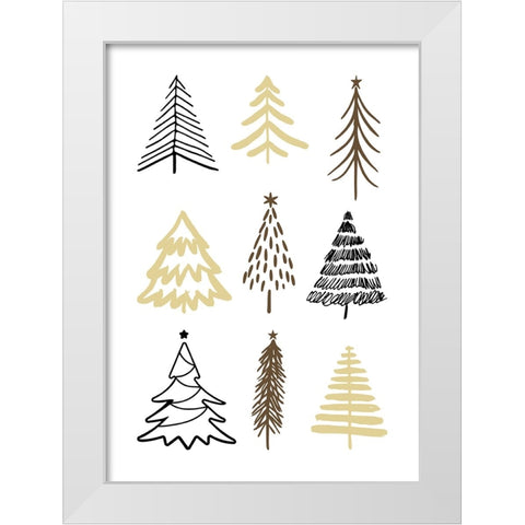 Christmas Trees 2 White Modern Wood Framed Art Print by N., Kristina
