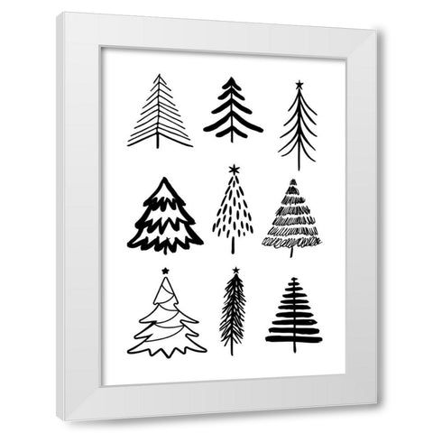 Christmas Trees 3 White Modern Wood Framed Art Print by N., Kristina