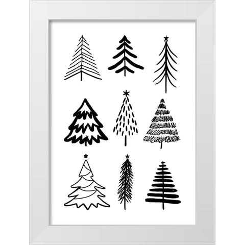 Christmas Trees 3 White Modern Wood Framed Art Print by N., Kristina