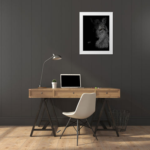 Wolf White Modern Wood Framed Art Print by Oladapo, Ojenike