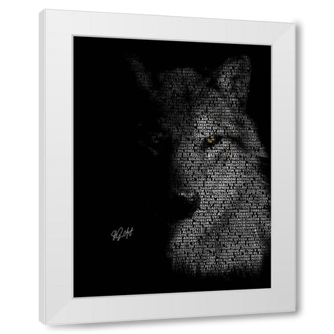 Wolf White Modern Wood Framed Art Print by Oladapo, Ojenike