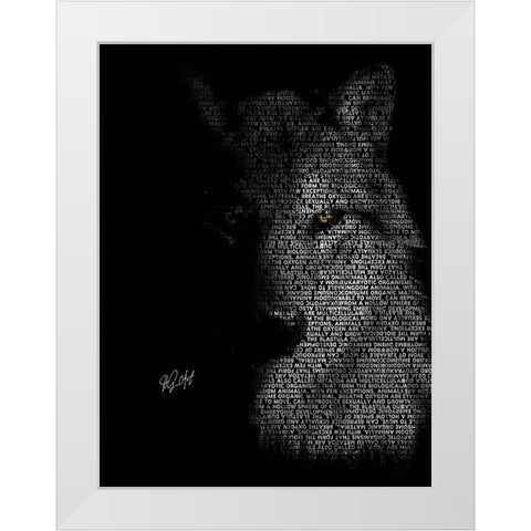 Wolf White Modern Wood Framed Art Print by Oladapo, Ojenike