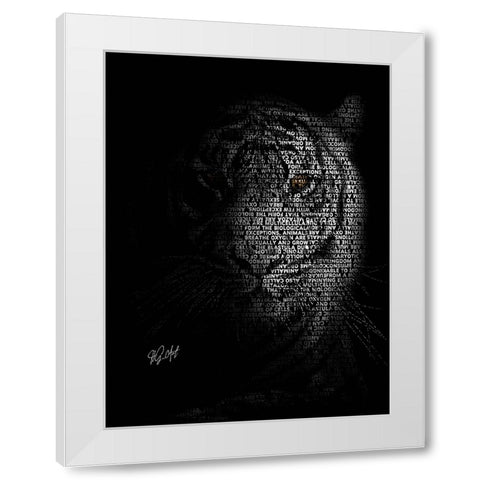 The Tiger White Modern Wood Framed Art Print by Oladapo, Ojenike