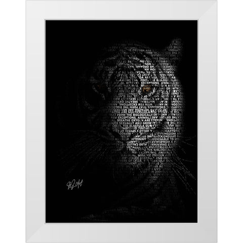 The Tiger White Modern Wood Framed Art Print by Oladapo, Ojenike