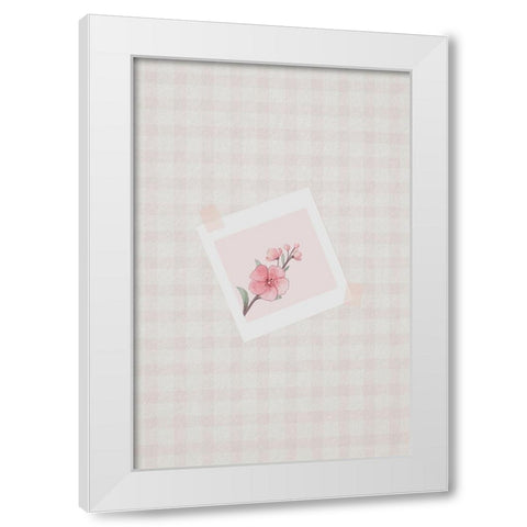 Pink Cherry Blossom White Modern Wood Framed Art Print by Thai, Xuan