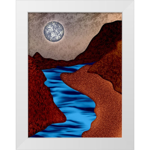 Full Moon White Modern Wood Framed Art Print by Joseph, Abdona