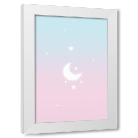 Pink Moon White Modern Wood Framed Art Print by Thai, Xuan