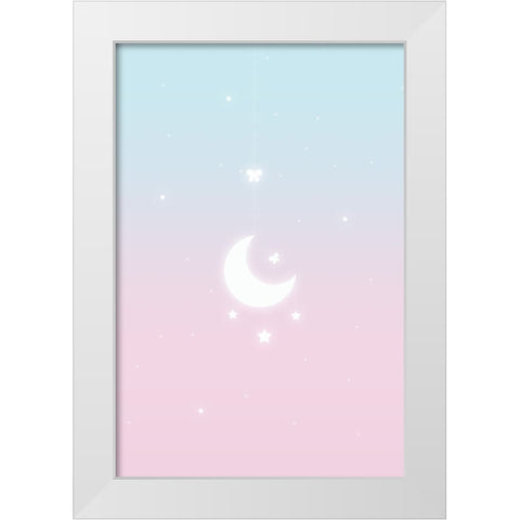 Pink Moon White Modern Wood Framed Art Print by Thai, Xuan