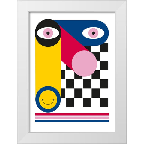 Abstract Face White Modern Wood Framed Art Print by Ortiz, Sergio