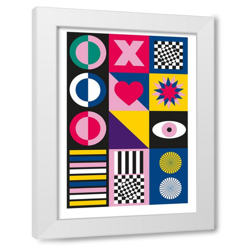 Geometric White Modern Wood Framed Art Print by Ortiz, Sergio