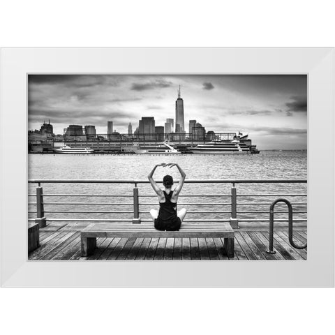 Momentum White Modern Wood Framed Art Print by Guyot, Michel