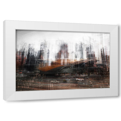 Too Much Traffic White Modern Wood Framed Art Print by Chiriaco, Carmine