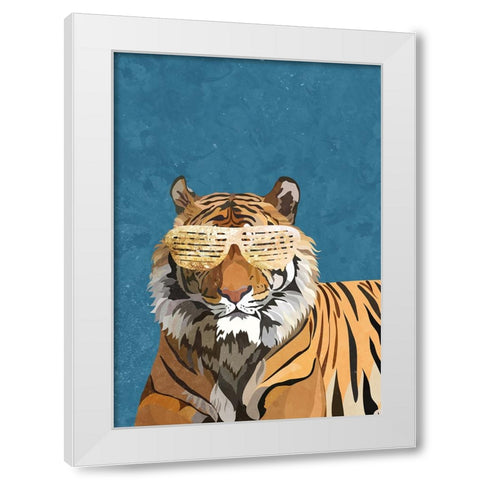 Hip Hop Tiger White Modern Wood Framed Art Print by Manovski, Sarah