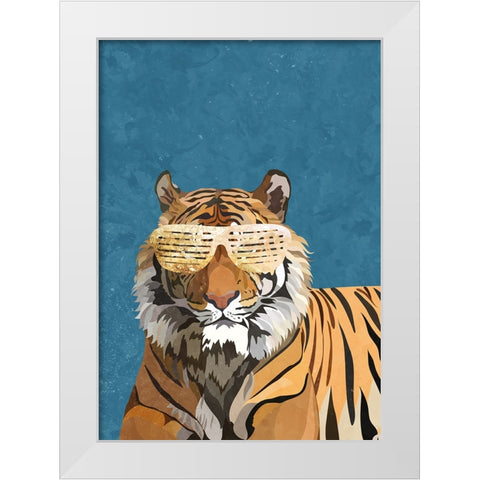 Hip Hop Tiger White Modern Wood Framed Art Print by Manovski, Sarah
