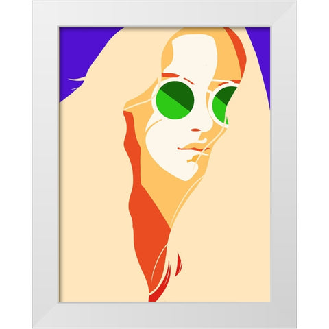 Hippie Girl White Modern Wood Framed Art Print by Harstedt, Tomas