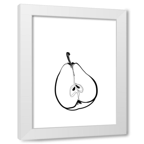 Line art half pear White Modern Wood Framed Art Print by Laiz Blursbyai, Rosana