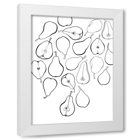 Line art pears White Modern Wood Framed Art Print by Laiz Blursbyai, Rosana