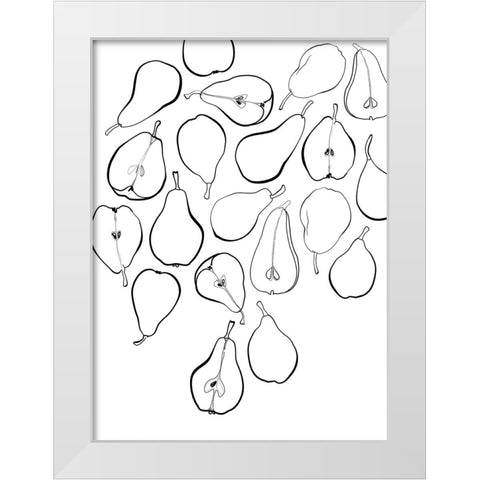 Line art pears White Modern Wood Framed Art Print by Laiz Blursbyai, Rosana