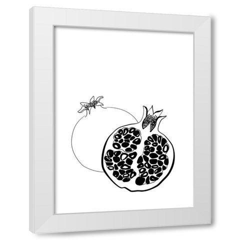 Line art pomegranates White Modern Wood Framed Art Print by Laiz Blursbyai, Rosana