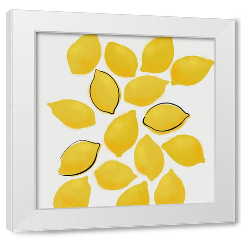 Lemons White Modern Wood Framed Art Print by Laiz Blursbyai, Rosana