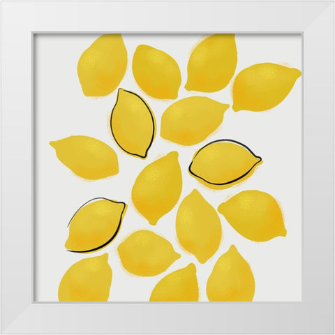 Lemons White Modern Wood Framed Art Print by Laiz Blursbyai, Rosana