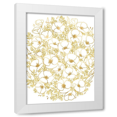 Gold California poppies White Modern Wood Framed Art Print by Laiz Blursbyai, Rosana
