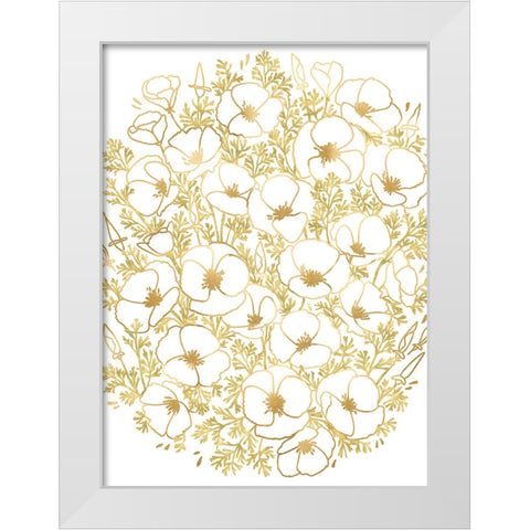 Gold California poppies White Modern Wood Framed Art Print by Laiz Blursbyai, Rosana