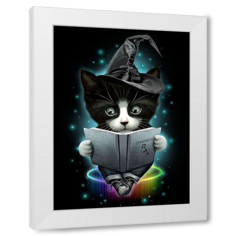 Magical Cat White Modern Wood Framed Art Print by Lawless, Adam