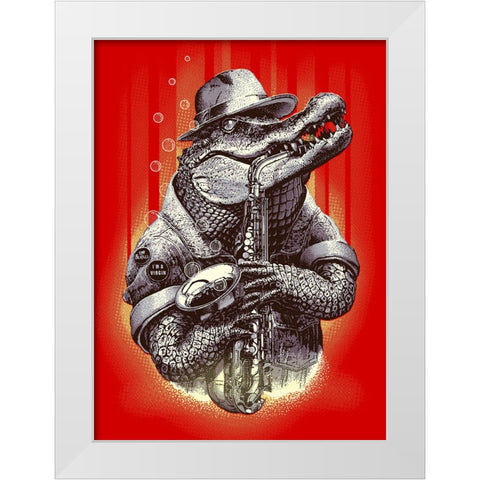 Croc Rocks White Modern Wood Framed Art Print by Lawless, Adam
