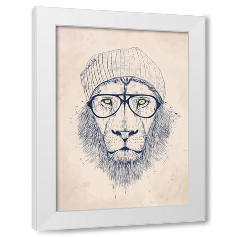 Cool lion White Modern Wood Framed Art Print by Solti, Balazs
