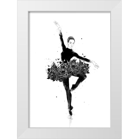 Floral dance White Modern Wood Framed Art Print by Solti, Balazs