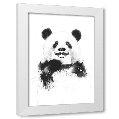 Funny panda White Modern Wood Framed Art Print by Solti, Balazs