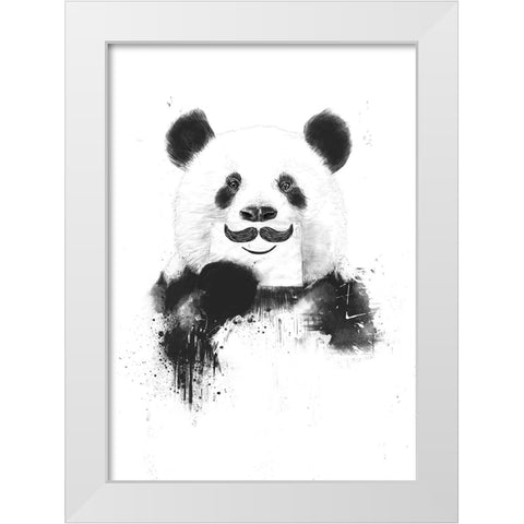 Funny panda White Modern Wood Framed Art Print by Solti, Balazs