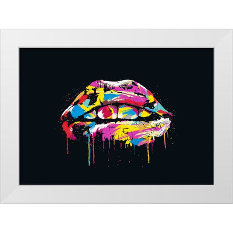Colorful lips White Modern Wood Framed Art Print by Solti, Balazs