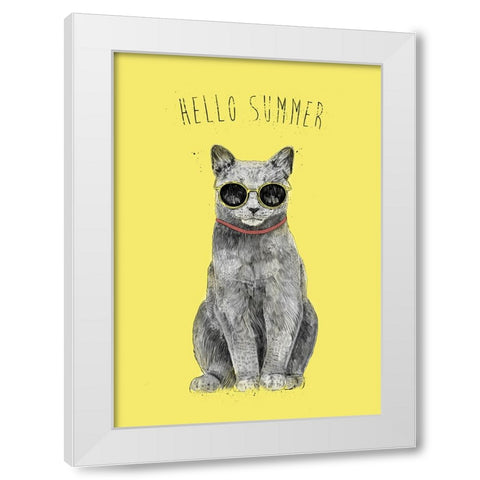 Hello Summer White Modern Wood Framed Art Print by Solti, Balazs